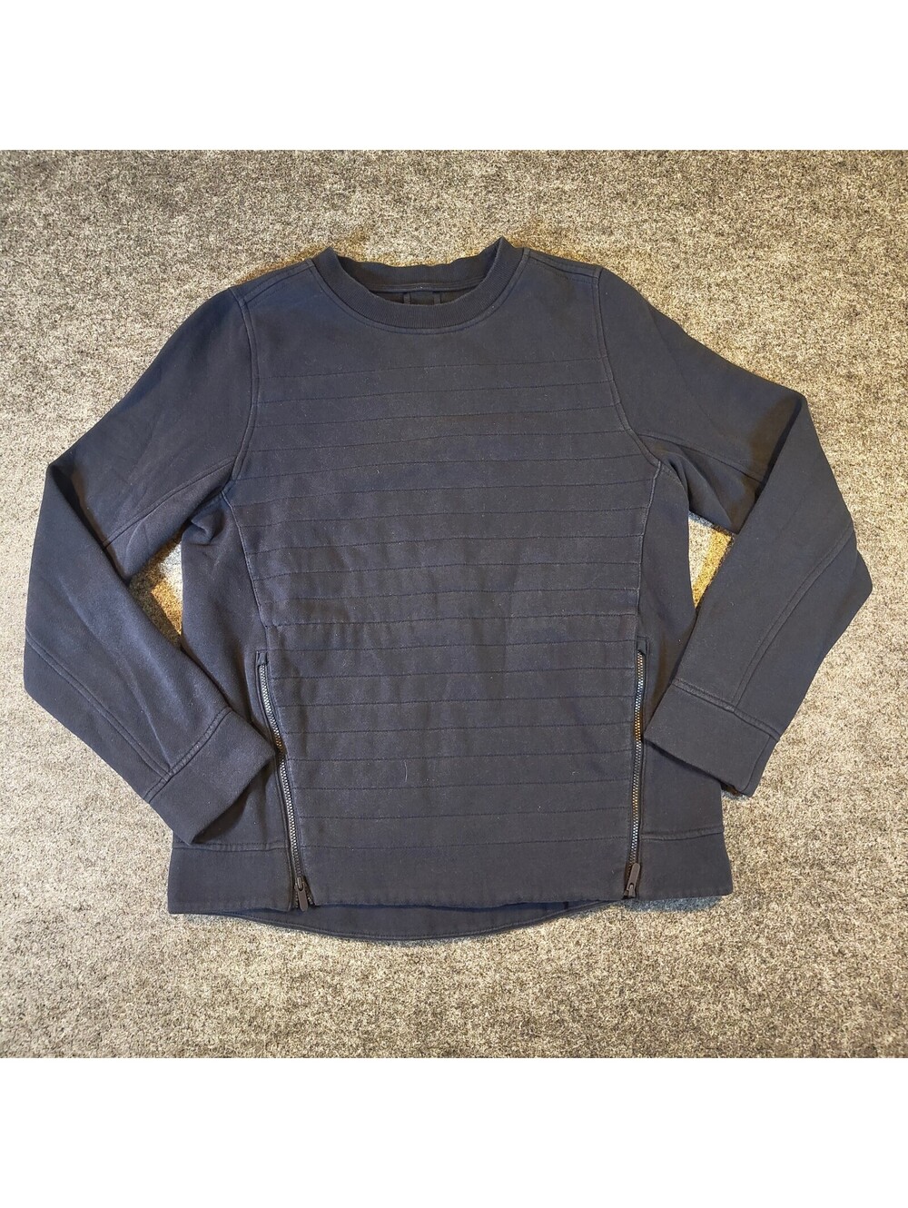 Lululemon Quilted Moto Pullover Sweatshirt Black Size 6 Side Zip Pocket